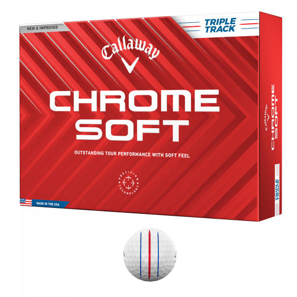 Callaway 2025 Chrome Soft Golfbälle, Triple Track, 12 Stück