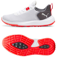 Puma Fusion Crush Sport Junior Kinder Golfschuhe, Weiß / Grau / Rot Puma Fusion Crush Sport Junior Kinder Golfschuhe, Weiß / Grau / Rot