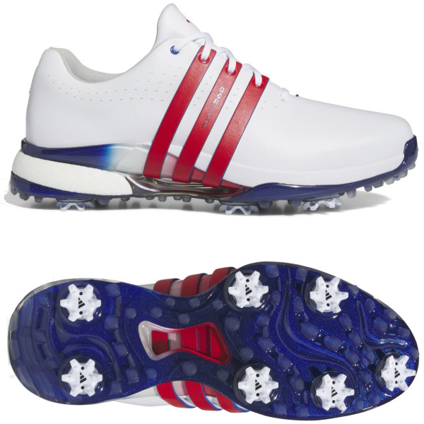 Adidas 2024 Tour 360 Herren Golfschuhe, Weiß / Rot / Blau