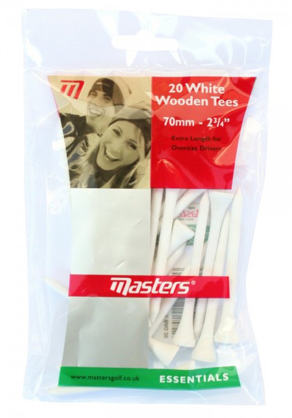 Masters Holztees, 20 Stück, 2 3/4", Weiß