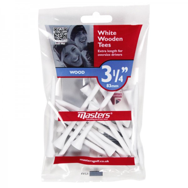 Masters Holztees, 15 Stück, 3 1/4", Weiss