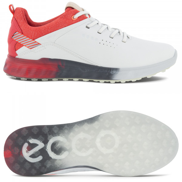 Ecco S-Three GTX Damen Golfschuhe, Weiß / Hibiskus Rot