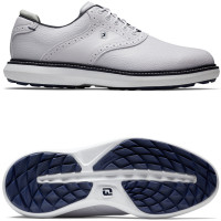 FootJoy Traditions Spikeless 2024 Herren Golfschuhe, Weiß / Navy