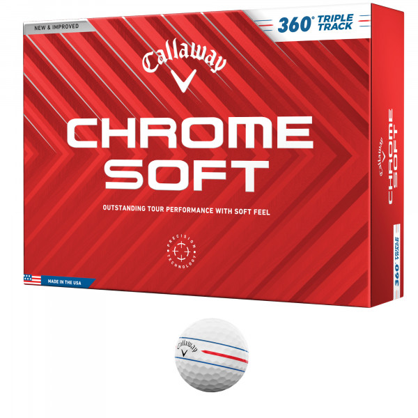 Callaway 2025 Chrome Soft Golfbälle, 360 Triple Track, 12 Stück
