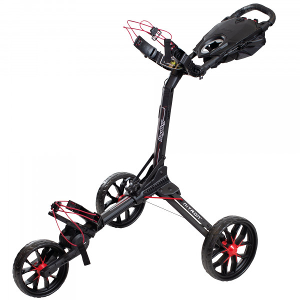 Bag Boy NITRON Auto-Open 3-Rad Golftrolley, Schwarz / Rot