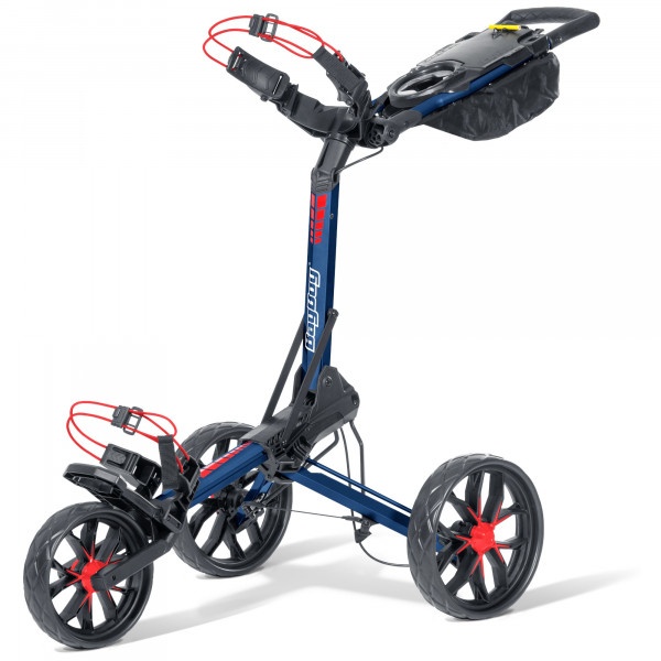 Bag Boy Slimfold 3-Rad Golftrolley, Navy / Rot
