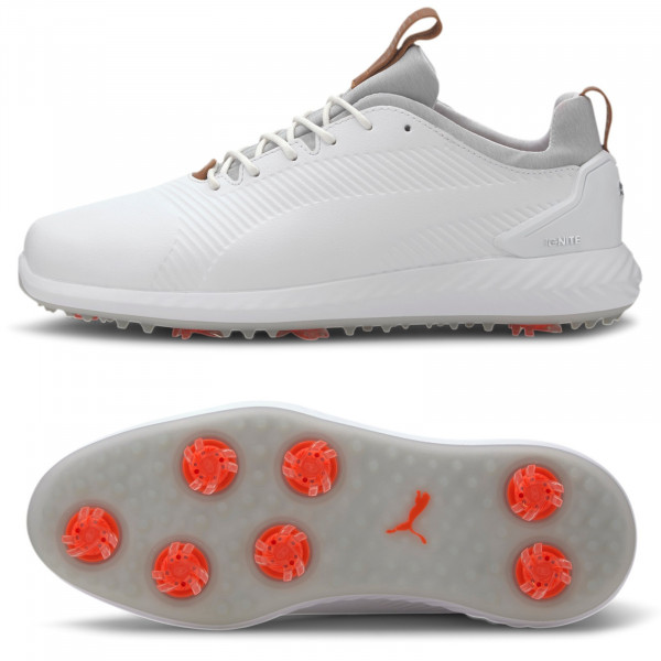 Puma IGNITE PWRADAPT Leather 2.0 Herren Golfschuhe, Weiß