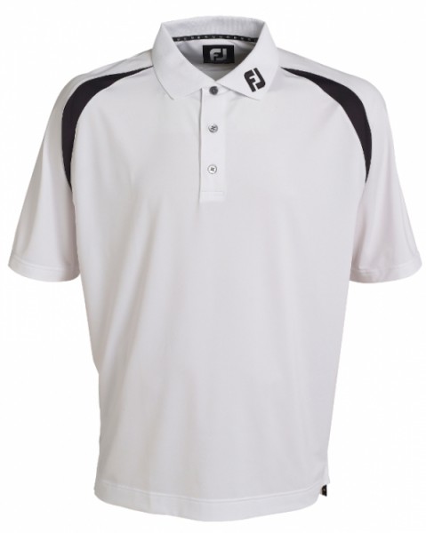 FootJoy Performance ProDry Lisle Herren Golfshirt, Weiß / Schwarz