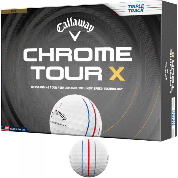 Callaway 2026 Chrome Tour X Triple Track Golfbälle, Weiß, 12 Stück