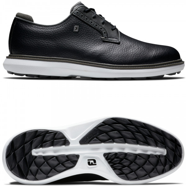 FootJoy 2025 Traditions SL Blucher Herren Golfschuhe, Schwarz / Weiß
