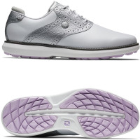 FootJoy Traditions Spikeless Damen Golfschuhe, Weiß / Silber / Pink FootJoy Traditions Spikeless Damen Golfschuhe, Weiß / Silber / Pink