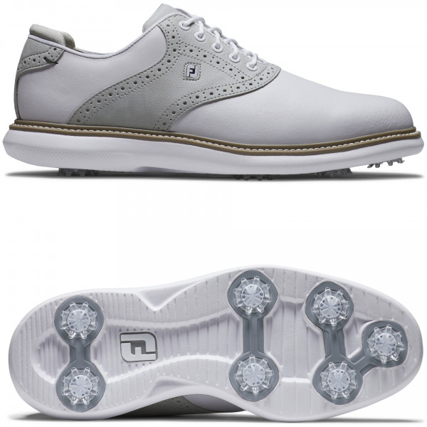 FootJoy 2025 Traditions Herren Golfschuhe, Weiß / Grau