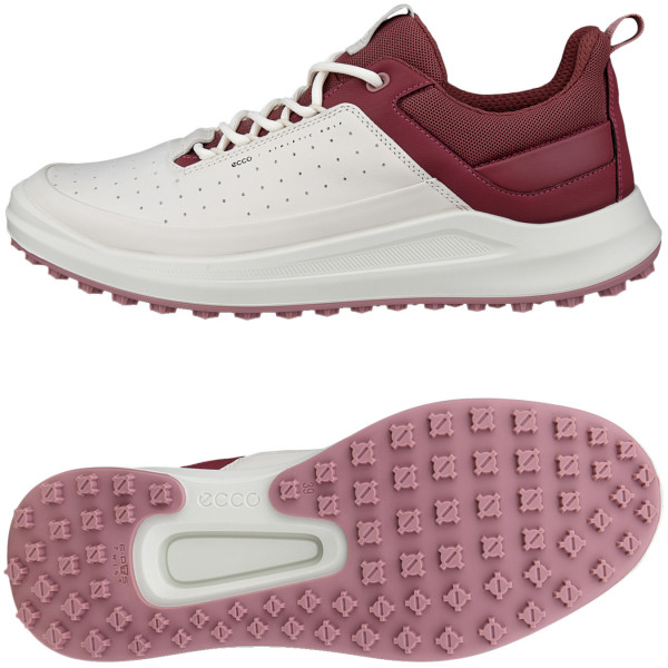 Ecco Golf 2025 Core Damen Golfschuhe, Offwhite / Weinrot