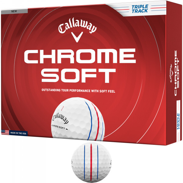 Callaway 2026 Chrome Soft Golfbälle, Triple Track, Weiß, 12 Stück