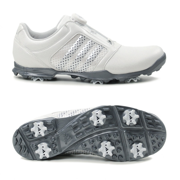 Adidas adipure BOA Damen Golfschuhe, Weiß / Silbergrau Adidas adipure BOA Damen Golfschuhe, Weiß / Silbergrau