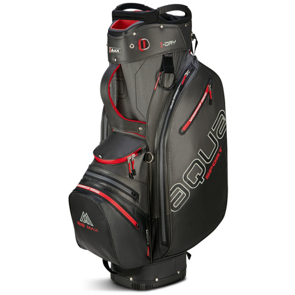 Big Max 2025 Aqua Sport 4 Waterproof Cartbag, Dunkelgrau / Schwarz / Rot