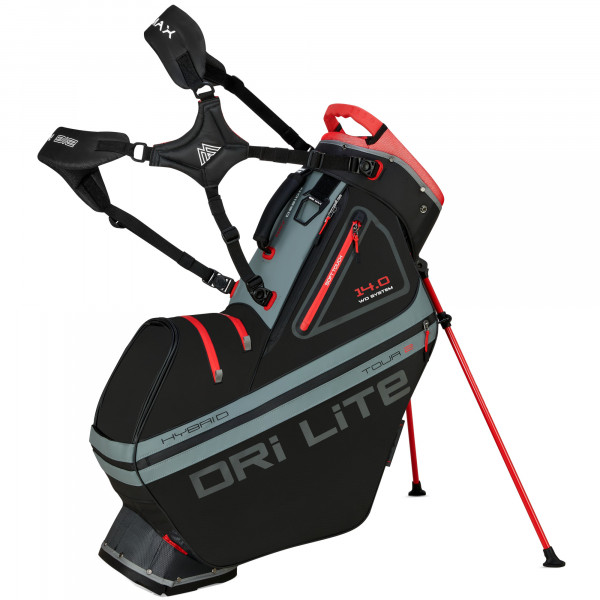 Big Max Dri Lite Hybrid Tour 2 Waterproof Standbag, Schwarz / Grau / Rot