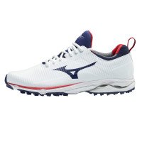 Mizuno Wave Cadence Spikeless Herren Golfschuhe, Weiß / Blau / Rot