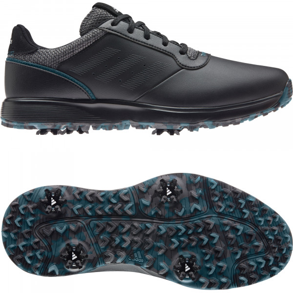 Adidas 2022 S2G Leather Spiked Herren Golfschuhe, WIDE, Schwarz / Grau