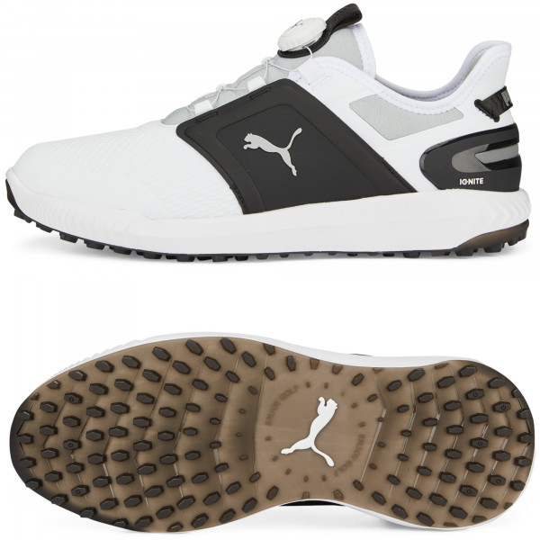 Puma IGNITE Elevate DISC Herren Golfschuhe, Weiß / Scharz