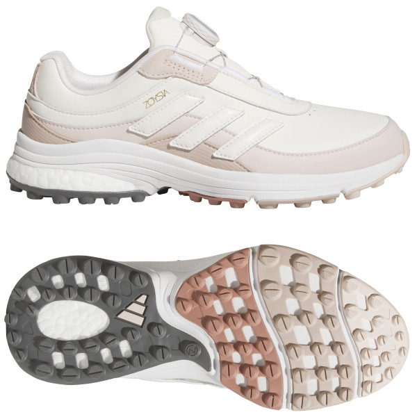 Adidas 2025 Zoysia BOA Damen Golfschuhe, Hellbraun / Weiß