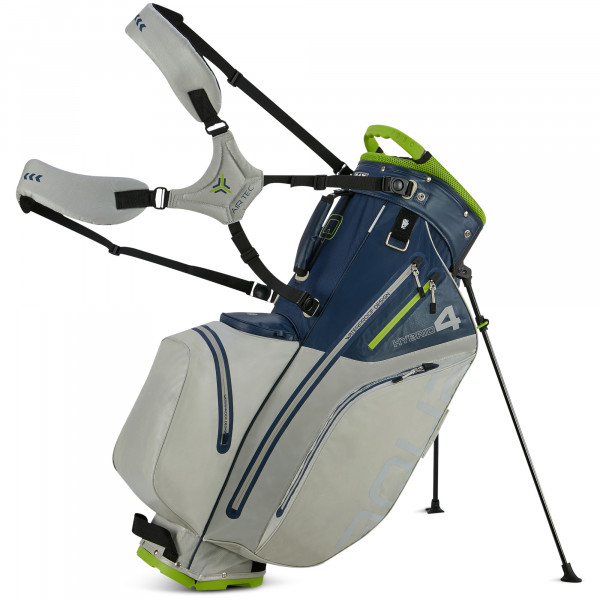 Big Max Aqua Hybrid 4 Waterproof Standbag, Navy / Grey / Lime